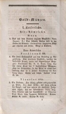 Verzeichniss der vortrefflichen Münz- u. Medaillen-Sammlung des zu Bamberg verstorbenen k. b. Herrn Finanz-Direktors I. A. Grau : welche den 22. September 1834 im Hause Dist. III., Nro. 1419 an die Meistbiethenden öffentlich verkauft wird