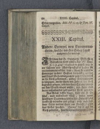 XXIII. Capitul. Andere Exempel von Excomunicirten, welche von der Erden seynd ausgeworfen worden.