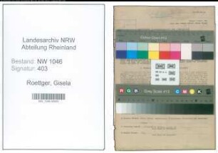 Entnazifizierung Gisela Roettger , geb. 18.06.1920 (Stadtangestellte)
