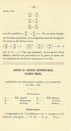 Licence ès sciences mathématiques. Examens oraux.
