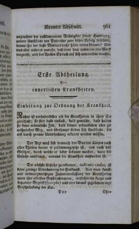 Erste Abtheilung. Von innerlichen Krankheiten.