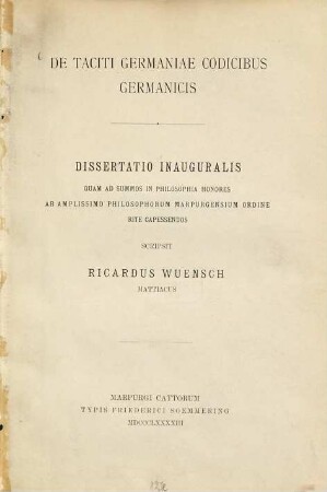De Taciti Germaniae codicibus Germanicis