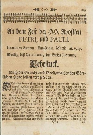 An dem Fest der HH. Apostlen Petri, und Pauli.