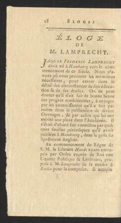 Éloge De M. Lamprecht