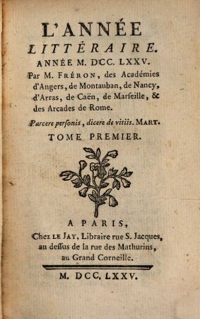 L' année littéraire. 1775,1