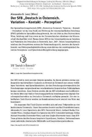 Der SFB „Deutsch in Österreich. Variation – Kontakt – Perzeption“