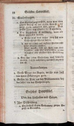 Sechstes Hauptstück. Von den Urtheilen und Sätzen.
