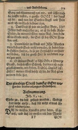 Der glaubige Christ dancket Gott wegen der wieder erlangten Gesundheit.