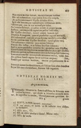 Odysseae Homeri XV. Libri.