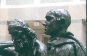 Die Bürger von Calais : Die Bürger von Calais. Bronze (1885-1895; A. Rodin). Bruststück zweier Figuren. Calais, vor dem Rathaus