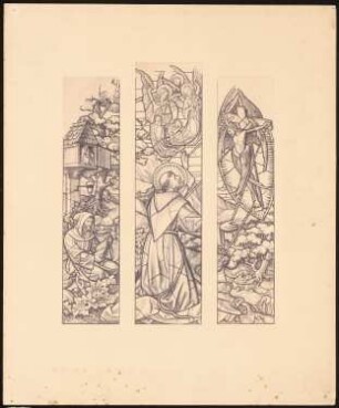 Unzugeordnete Altäre, Kircheneinrichtung, Skulpturen und Ornamente: Vorzeichnung für Kirchenfenster (nicht von Klomp)