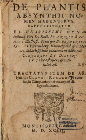 De plantis Absynthii nomen habentibus
