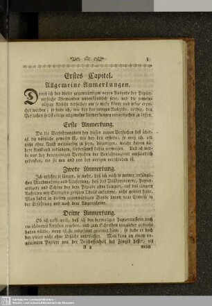 Erstes Kapitel. Allgemeine Anmerkungen.