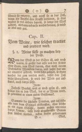 Cap. II. Vom Weine, wie solcher tractirt und probiret wird.