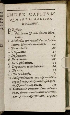 Index Capitum Quæ In Primo Libro tractantur.