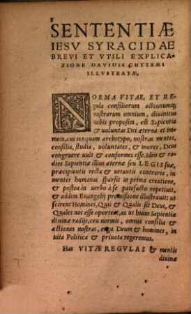 Sententiae Iesv Syracidae