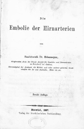 Die Embolie der Hirnarterien