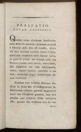 Praefatio Novae Editionis