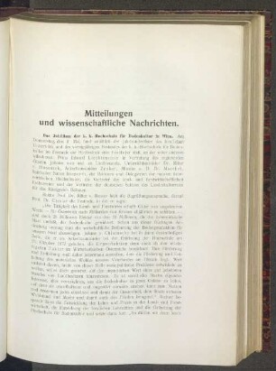 Mitteilungen und wissenschaftliche Nachrichten.