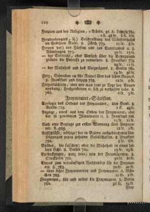 Freymaurer-Schriften.