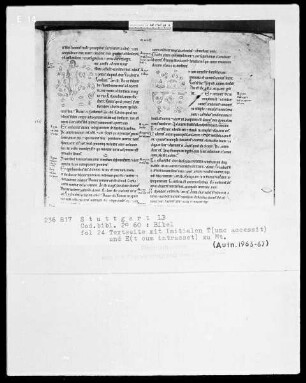 Bibel — Initiale T (unc accessit), darin ein Mann, Folio 23verso