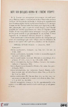 Note sur quelques ostrea de l'eocène d'Égypte