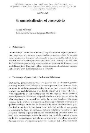 Grammaticalization of perspectivity