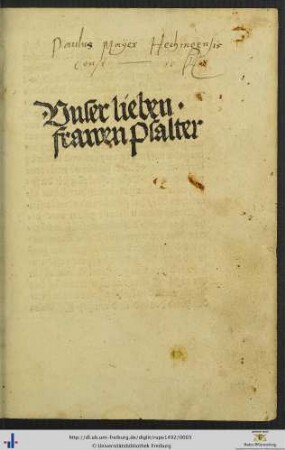 Unser lieben frawen Psalter