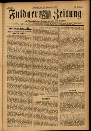 Dritte Ausgabe vom Sonntag, den 25. November 1894.