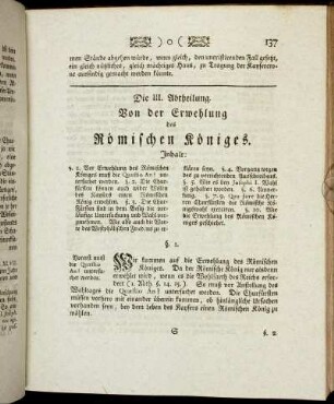 Die III. Abtheilung. Von der Erwehlung des Römischen Königes