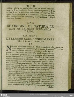 Cap. II. De Origine Et Natura Legum Antiquarum Germanicarum