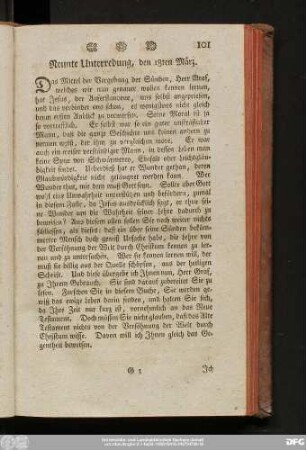 Neunte Unterredung, den 18ten März.