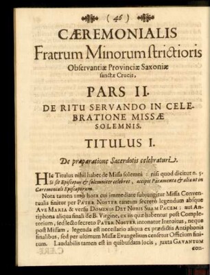Pars II. De Ritu Servando in Celebratione Missae Solemnis