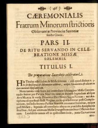 Pars II. De Ritu Servando in Celebratione Missae Solemnis