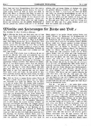 Wünsche und Forderungen für Kirche und Volk