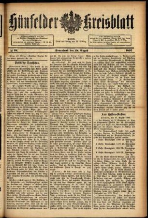 Ausgabe vom Samstag, den 28. August 1897.