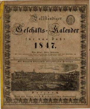 Vollständiger Geschäftskalender : auf das Jahr .... 1847 = Jg. 8