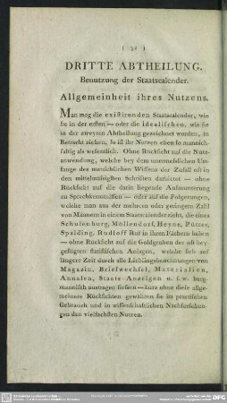 Dritte Abtheilung. Benutzung der Staatscalender