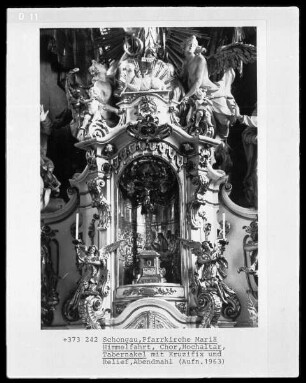 Maria-Himmelfahrt-Hochaltar: Tabernakel mit Kruzifix und Abendmahlsrelief