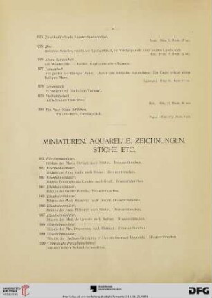 Miniaturen, Aquarelle, Zeichnungen, Stiche etc. (Nr.981-1036)