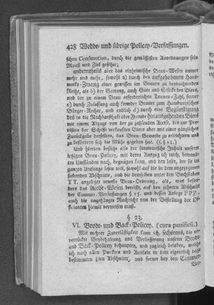 VI. Brodt= und Back=Policey.