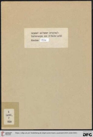 Angebot seltener Original-Radierungen von Wilhelm Leibl