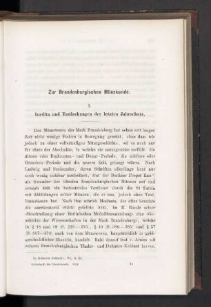 Zur Brandenburgischen Münzkunde
