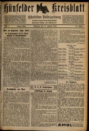 Zweite Ausgabe vom Samstag, den 19. Januar 1929.