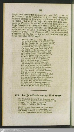III. Die Jubelfreude am 19. Mai 1839