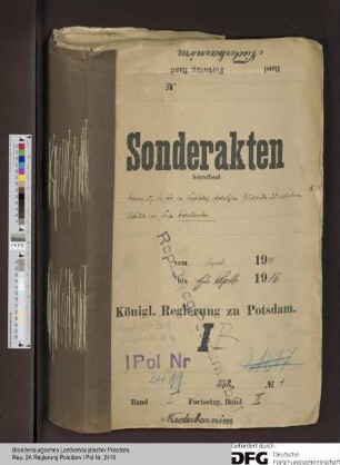 Überweisung der für den Kriegsbedarf erforderlichen Grundstücke und vorhandenen Gebäude im Kreise Niederbarnim