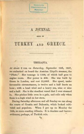 A journal kept in Turkey and Greece in the autumn of 1857 and the beginning of 1858