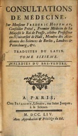 Consultations De Médecine, 6. Maladies Du Bas-Ventre
