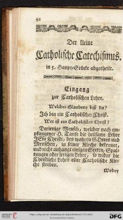 Der kleine Catholische Catechismus