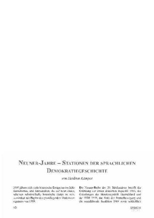 Neuner-Jahre - Stationen der sprachlichen Demokratiegeschichte